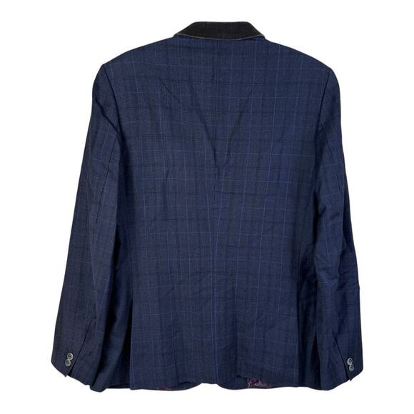 Ted Baker Sport Coat 40 R Men's Blue Purple Windowpane Wool Regular Fit Blazer - Picture 5 of 16